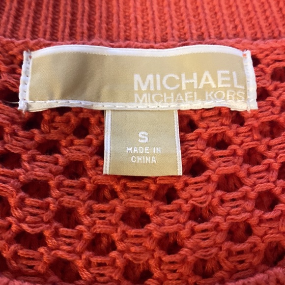 MICHAEL Michael Kors Bright Orange Open Knit Crewneck Sweater Size Small VGC - Picture 7 of 7